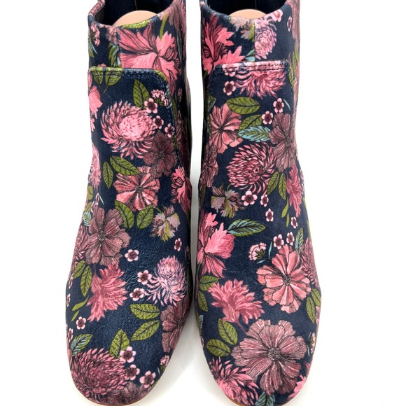 LOFT Womens Floral Ankle Boots Velvet Zip Up Booties Size 8.5 - Picture 2 of 9